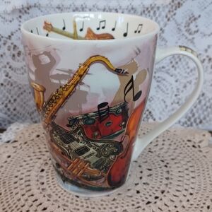 CARDEW DESIGN TGUY BONE CHINA ROCK & ROLL MUG W/PIANO KEY GRAPHIC HANDLE 2013